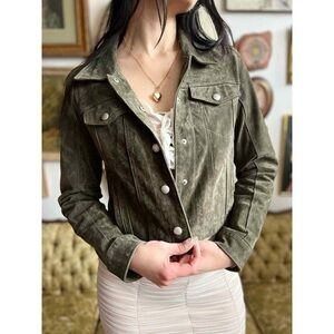 Blank NYC Olive Green Suede Women's Moto Jacket